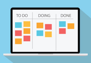 Jira QA Workflow (icon of a computer screen with columns titled "To Do," "Doing," and "Done" with colorful squares in each)
