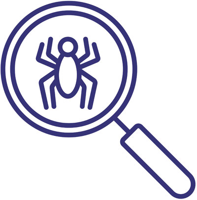 QA Onboarding Process (magnifying glass icon with bug in it)