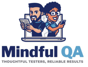Mindful QA Testing Company (website with QA testers holding tablet and smartphone)