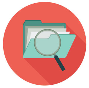 Magnifying glass icon on folder