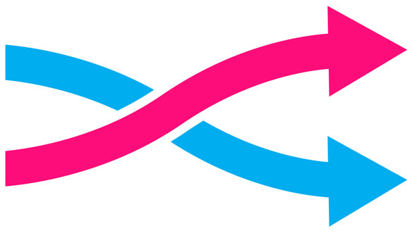 Pink and blue arrows crossed